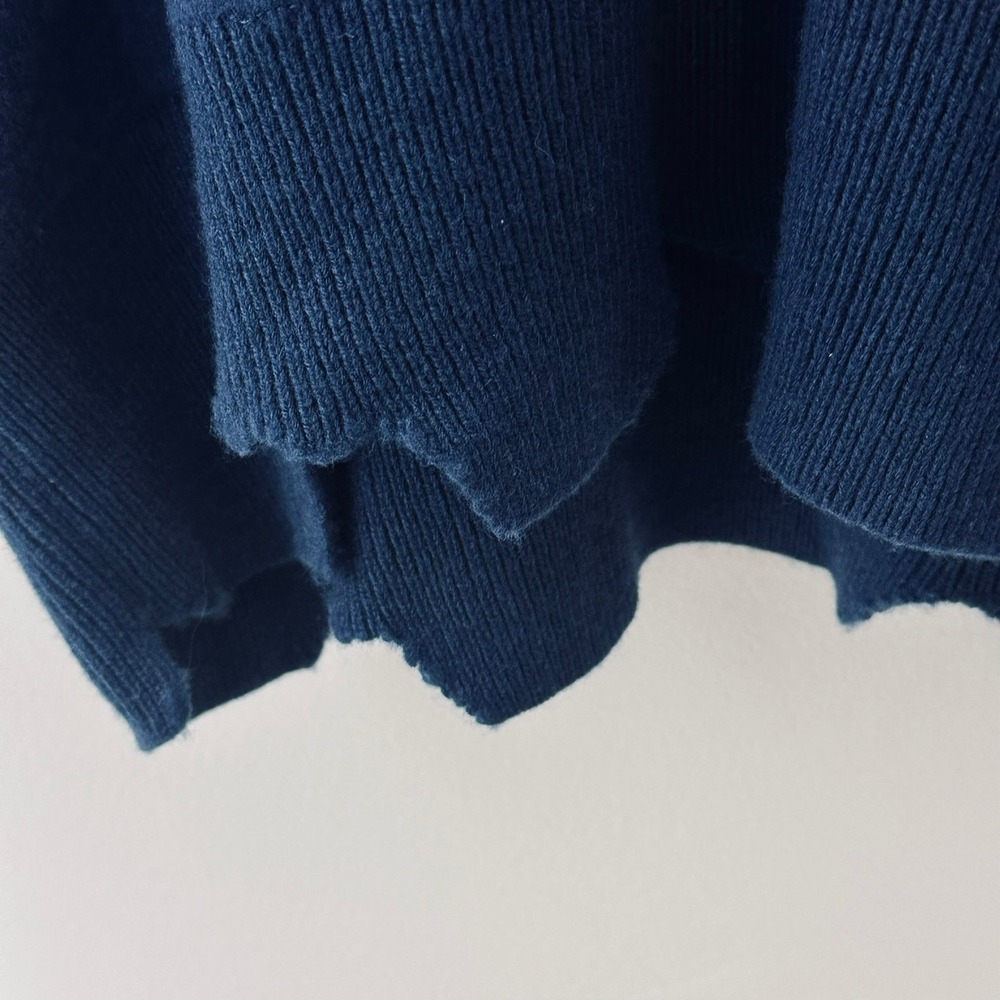 Helmut Lang Cashmere Navy Blue Distressed V Neck Oversized Sweater Womens Medium - Picture 12 of 13